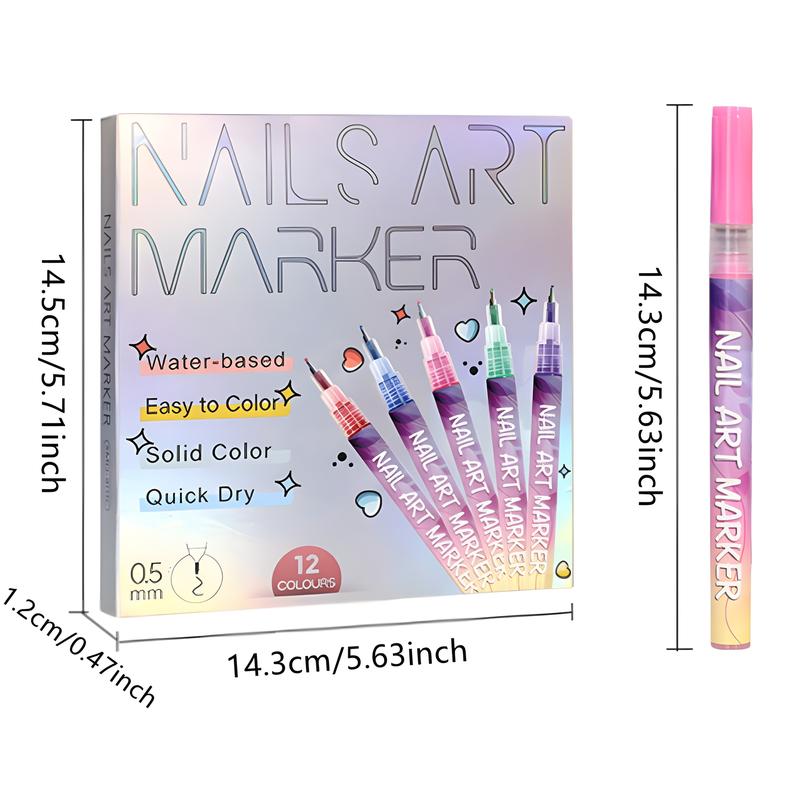 12 färger Nail Art Pen Set