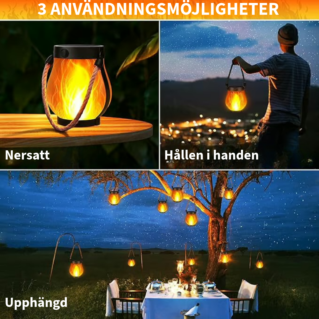 Dansande flammar solenergi lampan