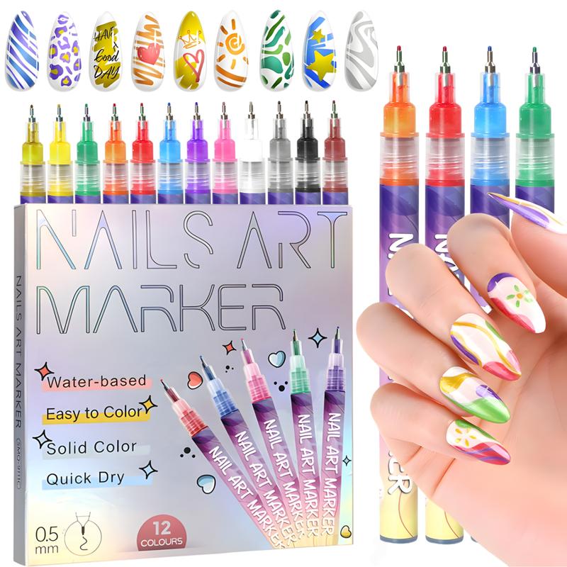 12 färger Nail Art Pen Set