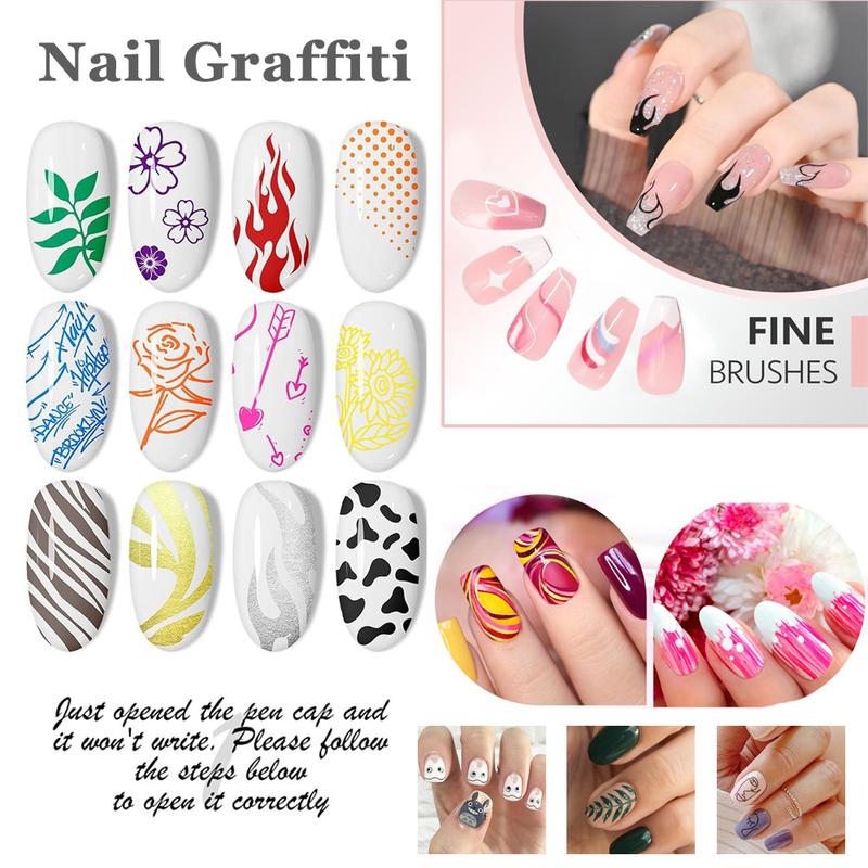 12 färger Nail Art Pen Set