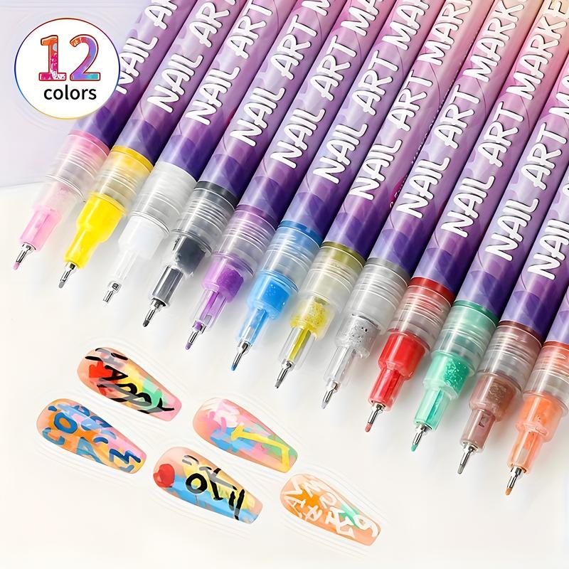 12 färger Nail Art Pen Set