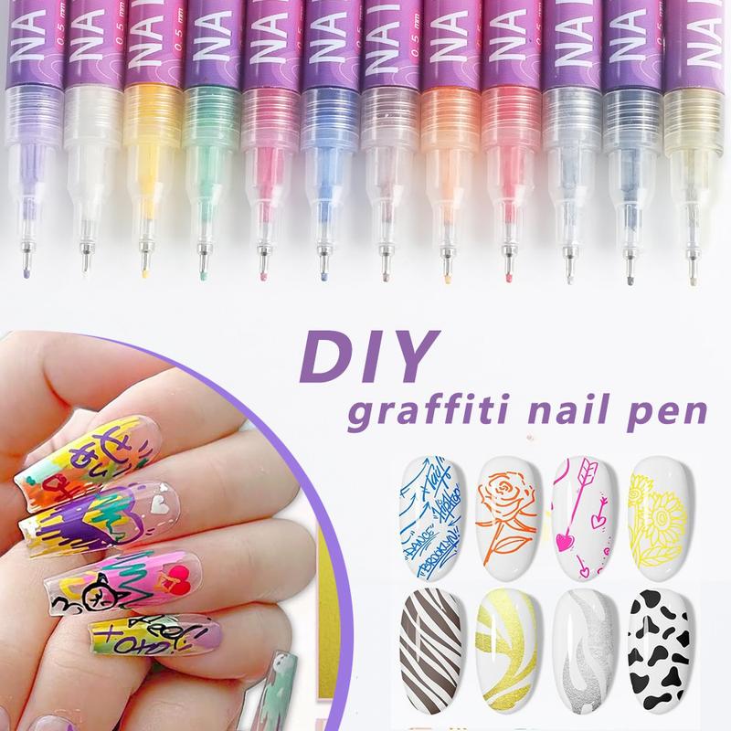 12 färger Nail Art Pen Set