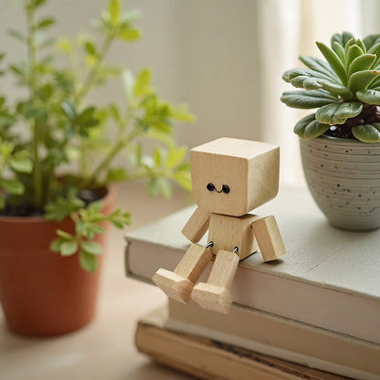 Charmig träfigur – 12 ansiktsuttryck