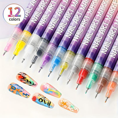 12 färger Nail Art Pen Set